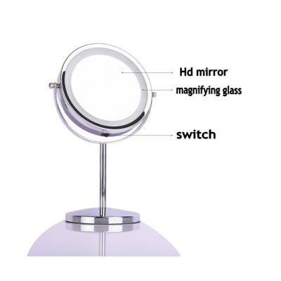 China Hot Sale Amazon Desk Lighted Small Round Cosmetic Mirror Led Mirror Touch Sensor Light Switch Smart Led White Round Make Up Mirror for sale