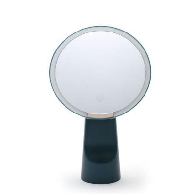 China New Customized Private Label Lighted Cosmetic Organizer Mirror Single Side Round Led Collapsible Storage Vanity Cosmetic Mirror for sale