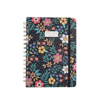 China 2022 Mini Factory Hot Sales Mini Flower Geometry A5 Spiral Notepad Planner English Weekly Monthly Notebook for sale