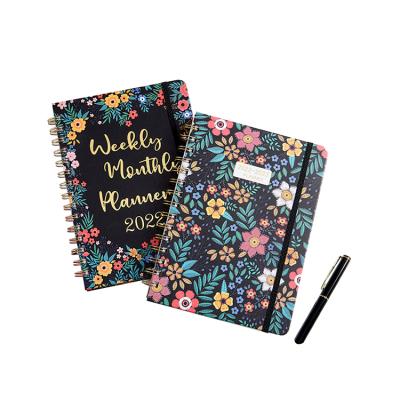 China Mini 2022 Schedule Notebook Flower Pattern A5 Daily Planner Loose Leaf Notebook for sale