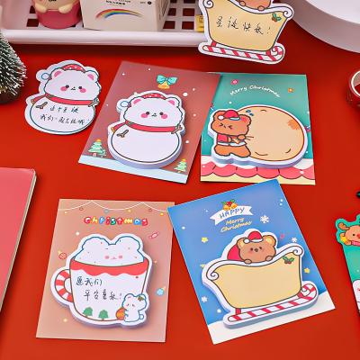 China Mini Christmas Bear Sticky Notes Cartoon Learning Student Message Stationery Notes Paper Notes for sale