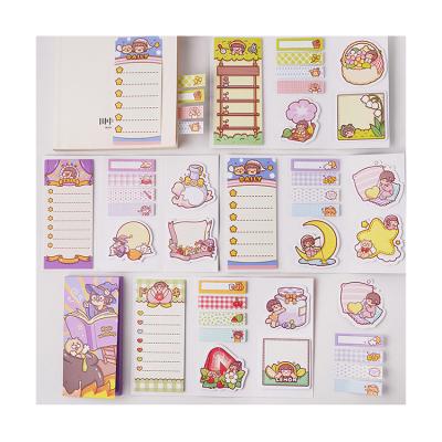 China Mini Cartoon Cute Foldable Post-it Notes Memo Pad Students With Box Self Adhesive Teardrop Note for sale