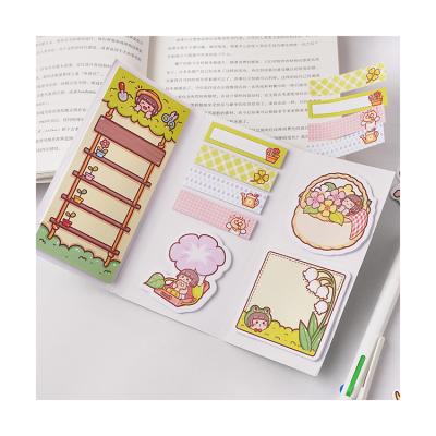 China Mini Little Mochi Folding Post-it Notes Girl Cartoon Message Cute Note Material Sticker for sale