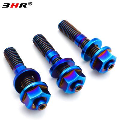 China Gr.5 Titanium Alloy Burnt Blue Color Gr.5 Titanium Alloy Ti-6Al-4V Exhaust Intake Manifold Studs M10x1.25x45mm With Gasket And Hex Flange Nuts for sale