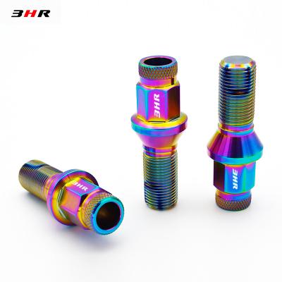 China Gr.5 Titanium Alloy High Performance 10.9 Grade Heptagon Knurled End 60 Degree Cone Seat Gr.5 Titanium Alloy Ti-6Al-4V Auto Wheel Hub Bolts M12x1.25 for sale