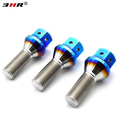 China Gr.5 Titanium Alloy High Performance Grade 10.9 Drilled 17mm 60 Hex Degree Cone Seat Gr.5 Titanium Alloy Ti-6Al-4V Auto Wheel Lug Bolts M12x1 .25x28 for sale