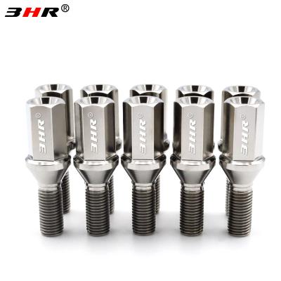 China VW High Performance 10.9 Grade Extended 17mm Hex Carved Cone Seat Gr.5 Top Titanium Alloy Ti-6Al-4V Auto Lug Bolts M14x1.5 for sale