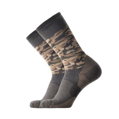 China Custom Military Camouflage Performance Antibacterial Moisture Wicking Cycling Merino Wool Hiking Socks for sale