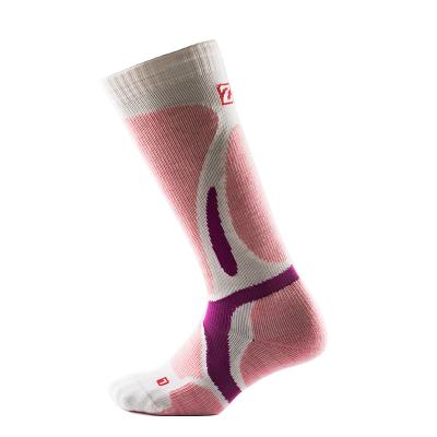 China Wholesale Antibacterial Pink Pattern Women's Merino Wool Warm Quick Dry Sport Ski Thermal Socks For Winter for sale