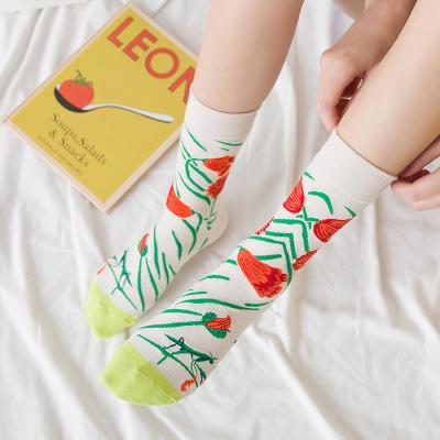 China Antibacterial Wholesale Japan Style Socks Spandex Women Fashion Floral Socks for sale