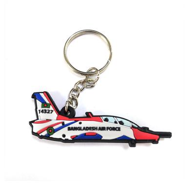 China Customized Eco-friendly 2D/3D Cartoon PVC Soft Fighter Key Chain, Key Chain For Simulation Memorial Aircraft Event Gifts 3D Rubber Key Chain for sale