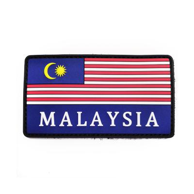 China High Quality Soft PVC 3D Patch Malaysia Country Flag With Hook&Look On Backside Patch Rubber Badge For Garment Accessories for sale