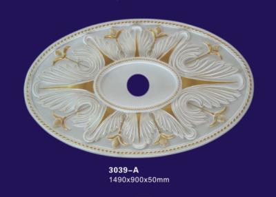 China Gold Drawing Artistic Polyurethane Ceiling Medallion / Lamp Disc For Ceiling Decoration for sale