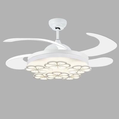 China Fancy Modern Bedroom Retractable Vintage Led Ceiling Fan Chandelier Ceiling Light With Remote Control for sale