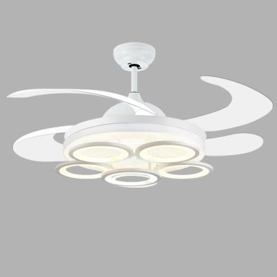 China Modern OEM Customized 48 Inch Modern Crystal Ceiling Fan Light With Invisible Leaf Crystal Remote Control Pendant Light for sale