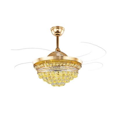 China New Design Modern Modern 48 Inch With Three-color Remote Control Crystal Lighting Chandelier With Fan for sale