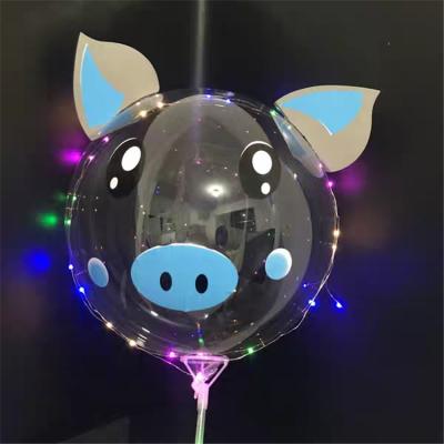 China Promotional Toy 18 Inch Festival Party Led Bobo Balloons Inflatable Led Glowing Transparent Bobo Balloon Sticker Pole for sale