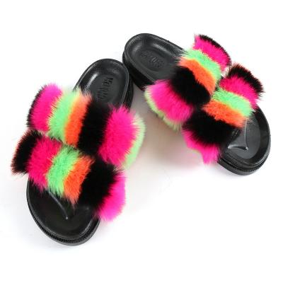 China Anti-odor specially designed fur slippers for women sandals for women fur sandals for sale