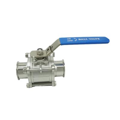 China General Food Grade Sanitary SS304/316 Welded High Deck Ball Valve Three Piece Butt Weld 3pc Ball Valve for sale