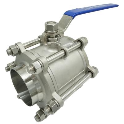 China General Stainless Steel 304 / 316L Welded Ball Valve 3pc DN100 Three Piece Butt Weld Big Ball Valve for sale