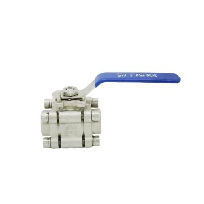 China General Handle 1/2 Inch Three Piece Type Forged Steel High Pressure Ball Valve 1000WOG 2000WOG for sale