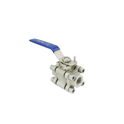 China General Three Piece Handle Ball Valve 1000WOG 2000WOG 1/2 Inch Steel High Pressure Type Forged for sale