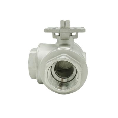 China General Three Way Ball Valve With ISO9001 T Type Ball Valve Stainless Steel Electric Female Thread 304/316 for sale