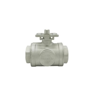 China 304/316 Stainless Steel Female Thread General Three Way Ball Valve With ISO9001 T Type Electric Ball Valve for sale