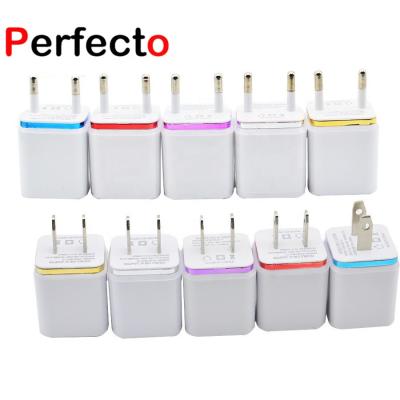 China Good Selling Dual Port 2.1A USB Cube Power Adapter EU USA Wall Charger Plug In USB Wall Charger for sale