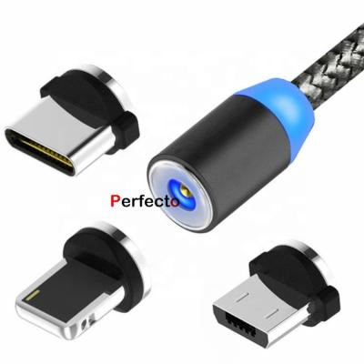 China Mobile Phone Types Magnetic Charger Cable 3 In 1 Universal 1M Cable 3A 3 Plugs Fast Charging Cable For Samsung For Iphone for sale