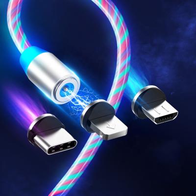 China Mobile Phone Types 2020 New Flowing Light Led Fst Charging Micro Usb Magnetic Charger Cable for sale