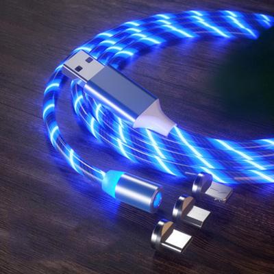 China Cell Phone Types Magnetic Charging Cable Wholesale Flowing Light Cell Phone Accessories Cable USB Led Luminous Microusb Lighting USB Cable for sale