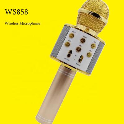 China Headset microphone factory stock WS858 microphone karaoke BT wireless microphone with speakers for kids for sale