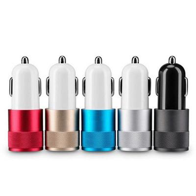 China 5V 2.1A Universal Aluminum High Speed ​​Dual Charger Fast Mobile Phone USB Car Portable Charger High Quality for sale