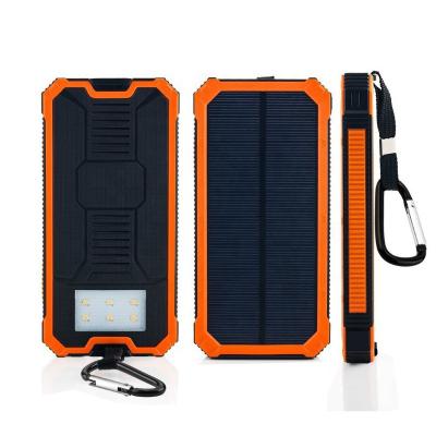 China Solar Mobile Phone Charger Power Bank 20000mAh Outdoor Camping Solar Power Phone Charger With LED 2 USB Ports for sale