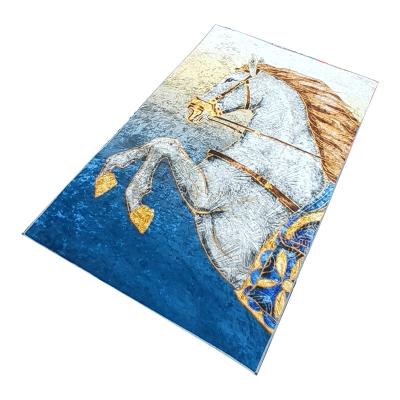 China High Quality Washable Diamond Velvet Elastic Non-Slip Carpets Customized Gold Bedroom Floor Mats for sale