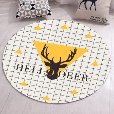 China Wholesale Home Decorative White Carpet Crystal Velvet Custom Deer Round Area Rugs Washable for sale