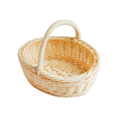 China Mold Proof Portable Handmade Fruit Bread Snack Organizer Rattan Woven Picnic Storage Basket for sale