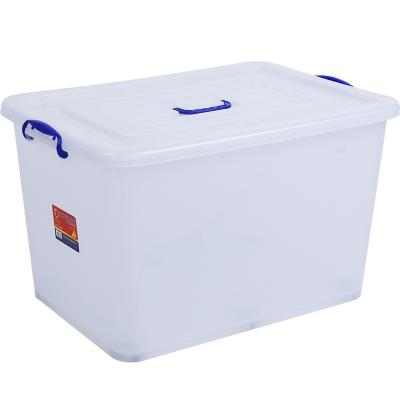 China Lids Wheels Handle 200L Large Capacity Clothes Toys Food Storage Boxes Transparent Colorful Plastic Stackable Bins With Lids Wheels for sale