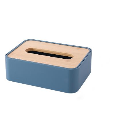 China Wooden Storage Box Viable Paper Bamboo Stationery Holder Remote Controller Tissue Organizer Desktop Home Office Wooden Lid for sale