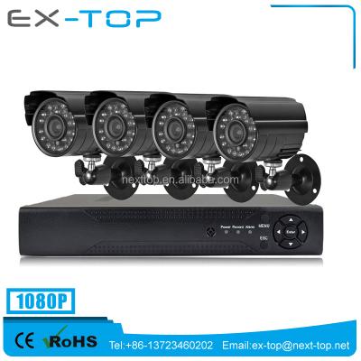 China Black Waterproof Hd Full Camera 1080P 4CH Kit Dvr Outdoor Cctv System EX-4AKB2-2 for sale