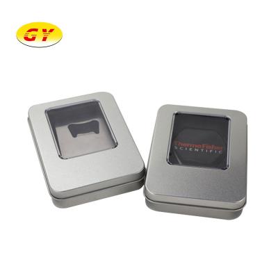 China Cake Gift Tool Box Recyclable Square Packaging Metal Tin Box With Clear PVC Window Lid Custom for sale