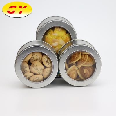 China Recyclable Packaging Round Food Grade Tin Box Cookie Tin Box for sale