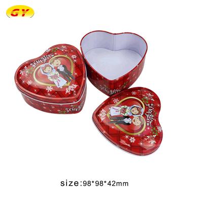 China Recyclable Wholesale Heart Shaped Candy Food Container Chocolate Box Tin for sale