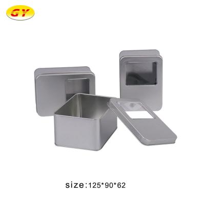 China Recyclable Wholesale High Quality Gift Box Food Packaging Rectangular Black Cookies Tin Box for sale