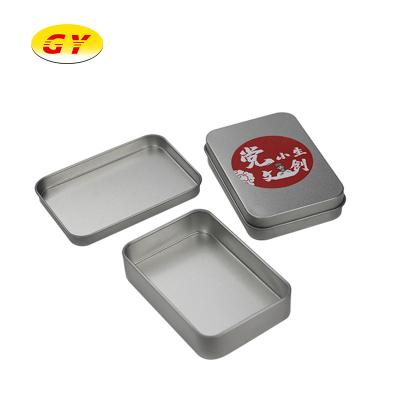 China Recyclable Custom Printed Small Rectangular Portable Metal Tin Box For Small Condom Tin Box for sale