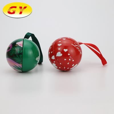 China Recyclable Christmas Wedding Tin Ball Shaped Decorative Box In Stock for sale