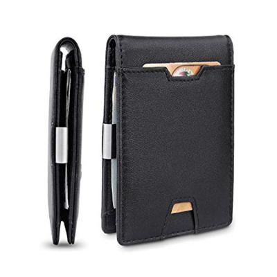 China RFID Men's Slim Recycled Leather Wallet With Money Clip RFID Blocking Credit Card Holder Bifold For Men for sale