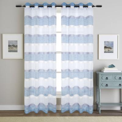 China 2021 Sheer Curtain in Good Quality Denim Fabric Fire Retardant Blue Living Room Decor for sale