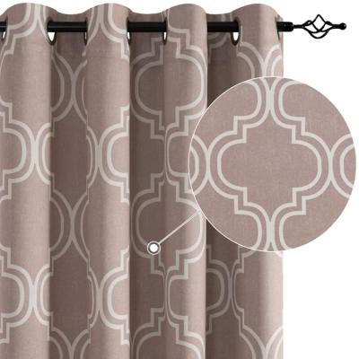 China Hot Selling Blackout Amazon Dots 2 Panels Moroccan Tile Printed Grommet Window Top Curtain Blackout for sale